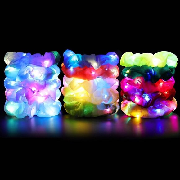 LED Hair Scrunchies 15PCS Multi Color Light Up Hair Ties for Girls Women main image 5